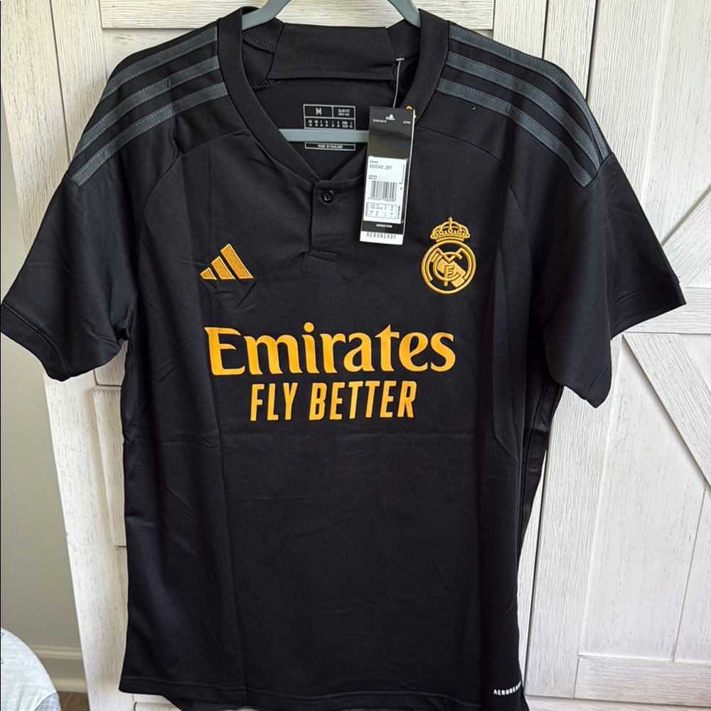 Adidas Black Real Madrid Jersey with Gold Details
